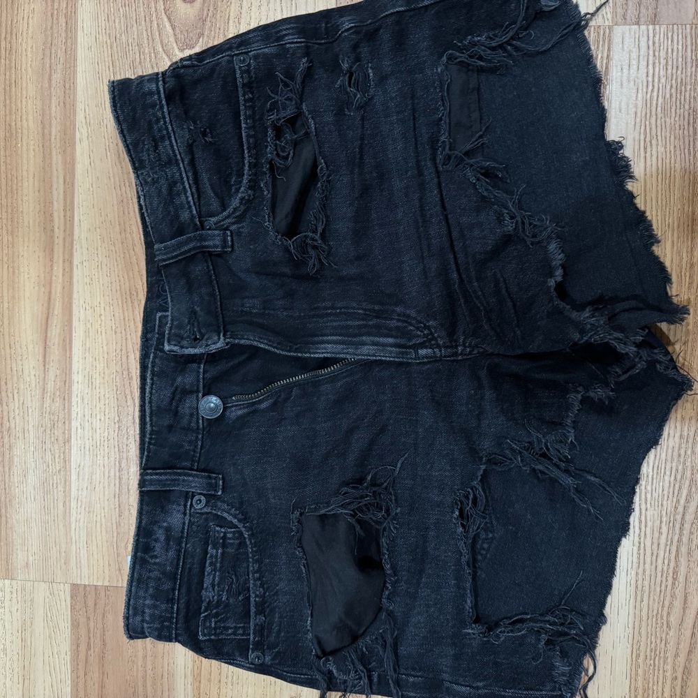 Hollister Black Jean Shorts Distressed Cut-Off